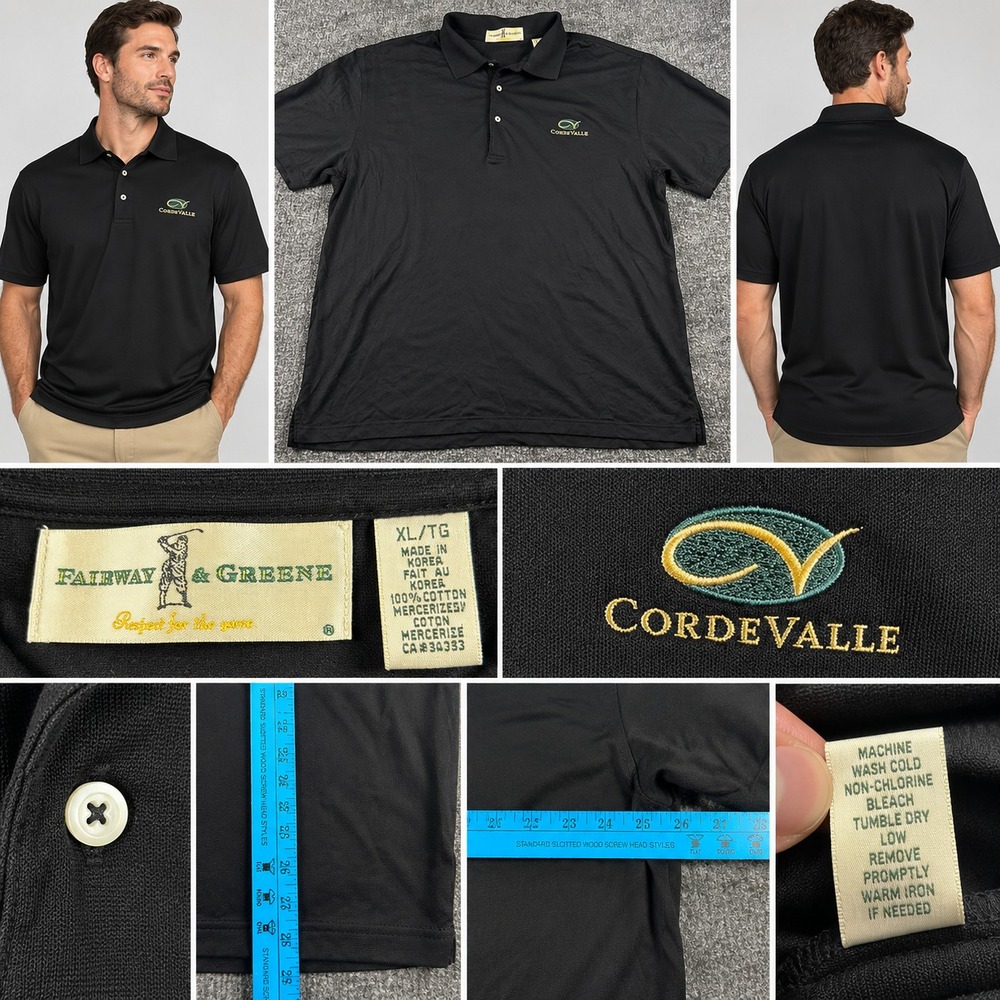 Fairway & Greene Men's XL Short Sleeve Black CordeValle Casual Golf Polo Shirt